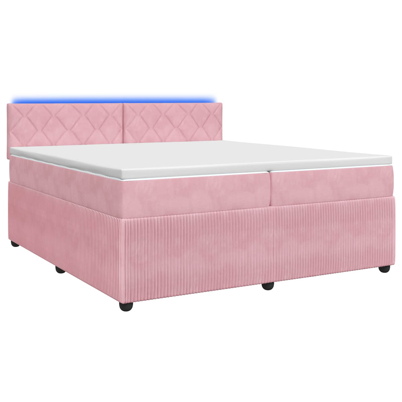 Κρεβάτι box spring με στρώμα Ροζ 200 x 200 cm Βελούδο - Pakobazaar
