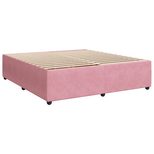 Κρεβάτι box spring με στρώμα Ροζ 200 x 200 cm Βελούδο - Pakobazaar