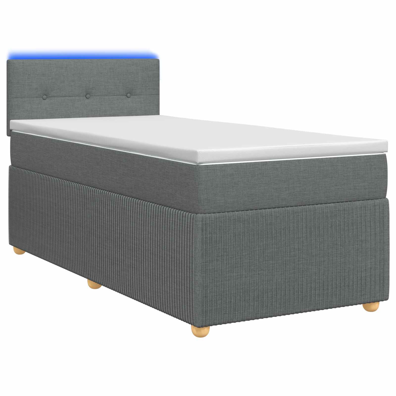 Κρεβάτι Box Spring με Στρώμα και LED Σκούρο Γκρι 90 x 190 cm