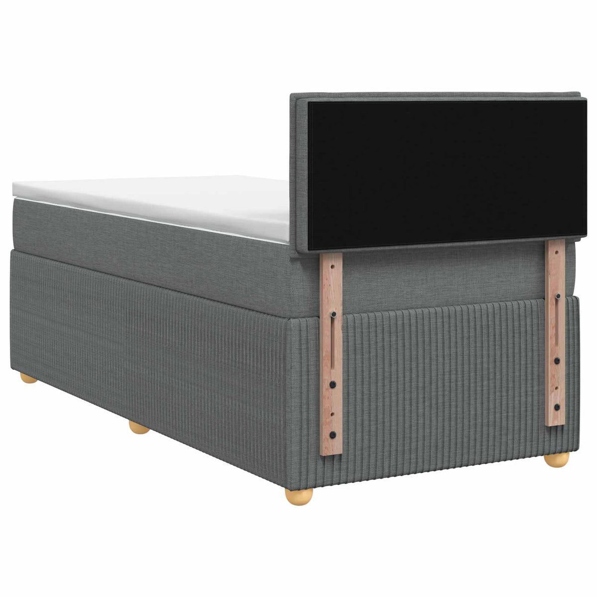 Κρεβάτι Box Spring με Στρώμα και LED Σκούρο Γκρι 90 x 190 cm