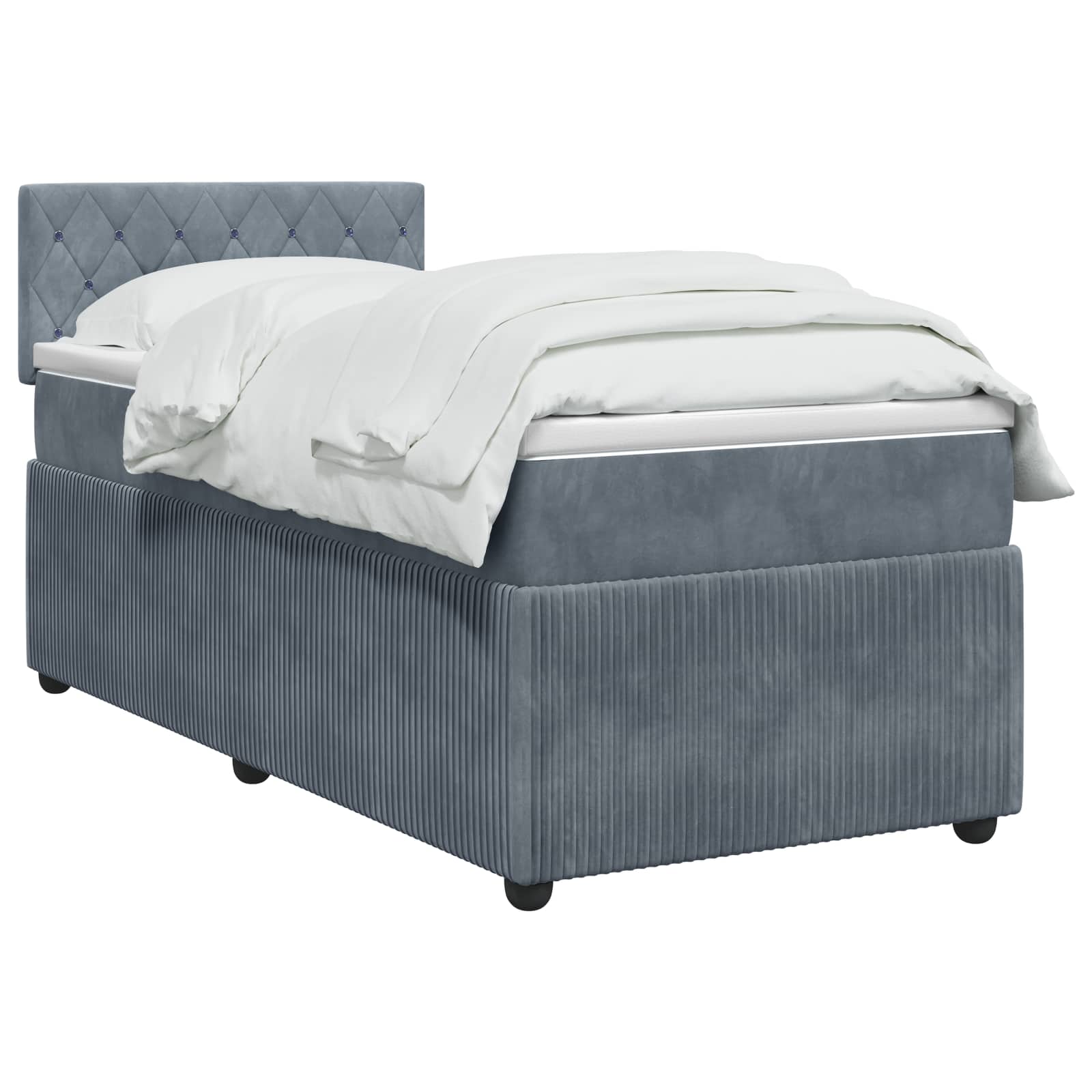 Κρεβάτι Box Spring με Στρώμα και LED Σκούρο Γκρι 90 x 190 cm
