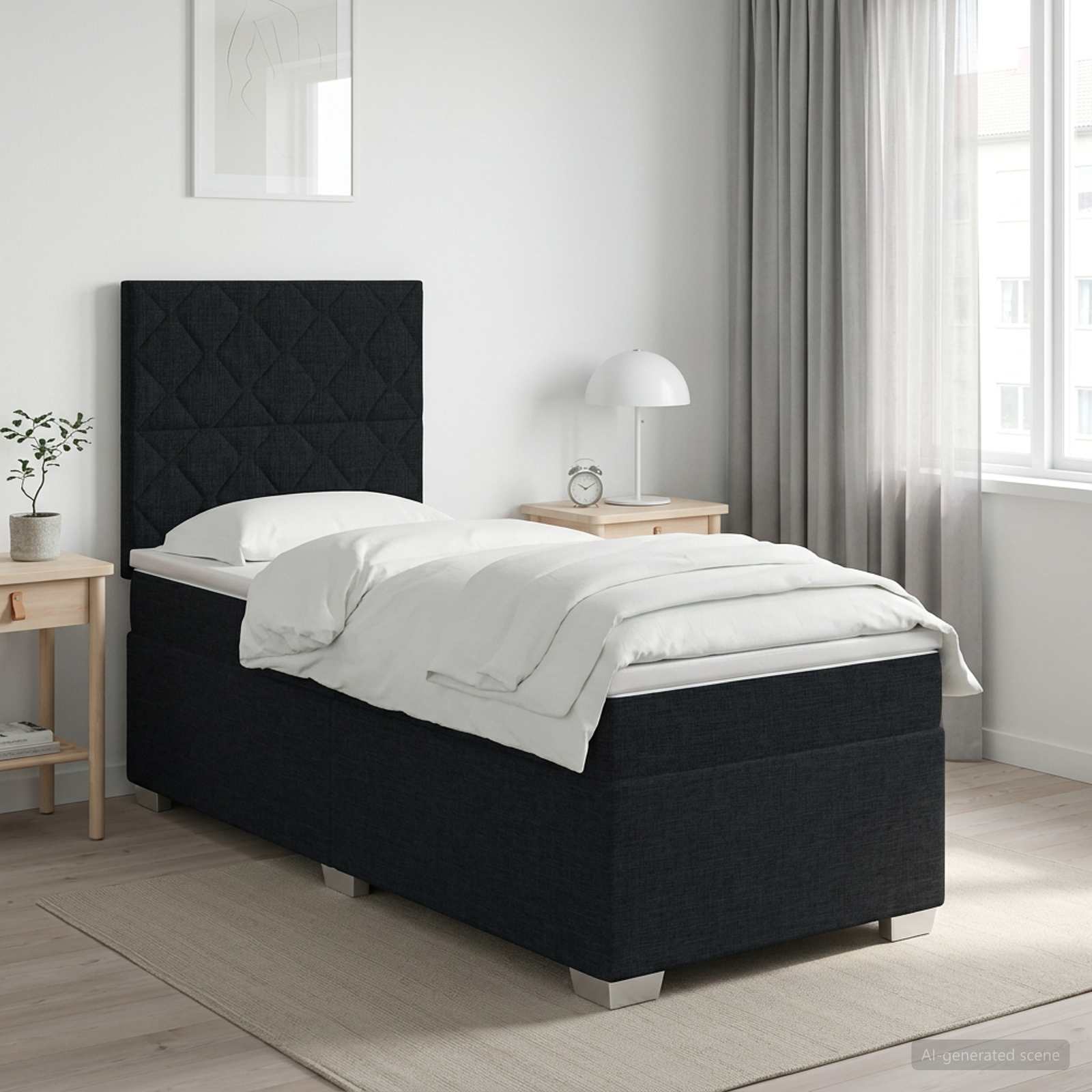 Κρεβάτι box spring με στρώμα Μαύρο 80 x 200 cm Ύφασμα