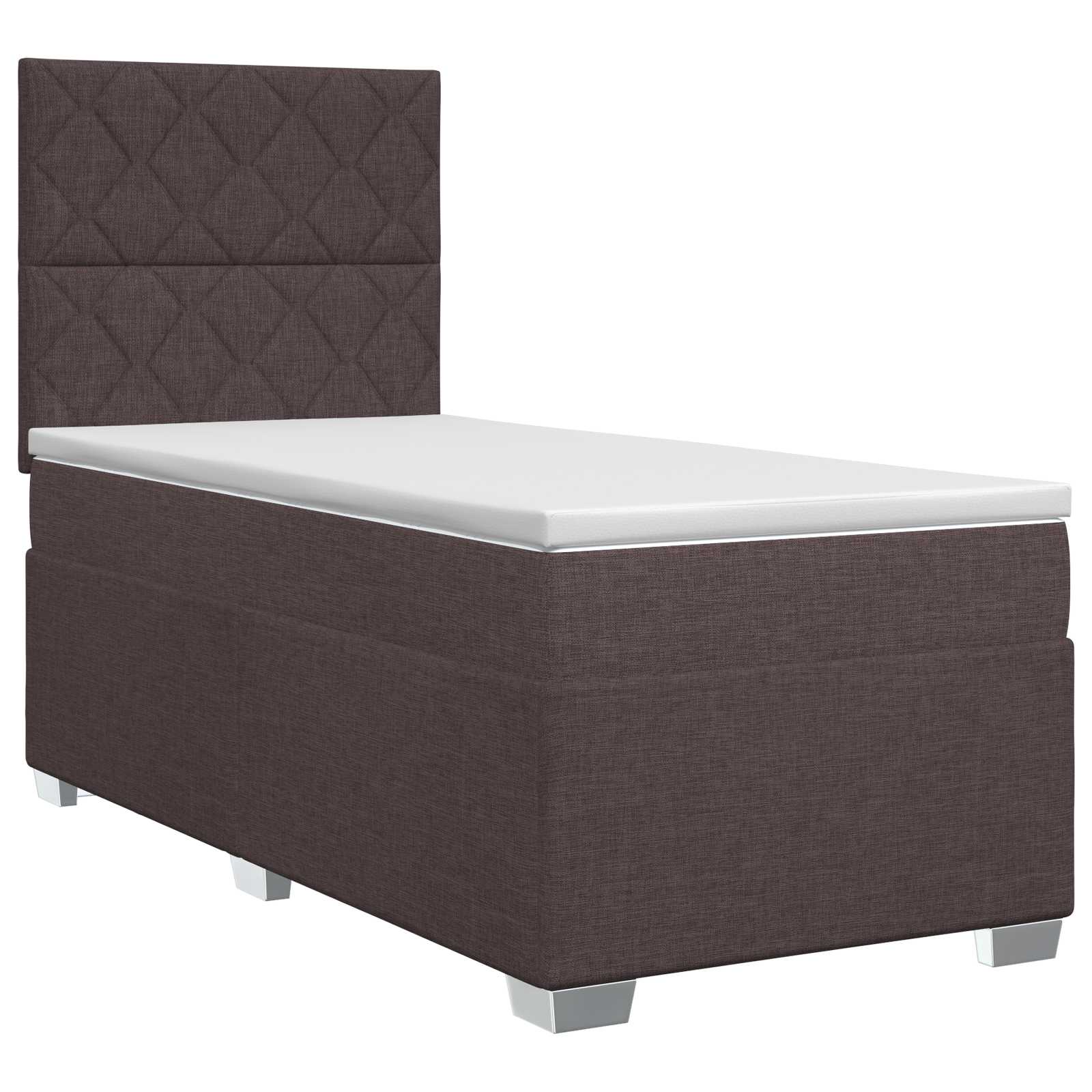 Κρεβάτι box spring με στρώμα Σκούρο Καφέ 80 x 200 cm Ύφασμα - Pakobazaar