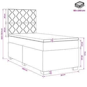 Κρεβάτι box spring με στρώμα Taupe 80 x 200 cm Ύφασμα