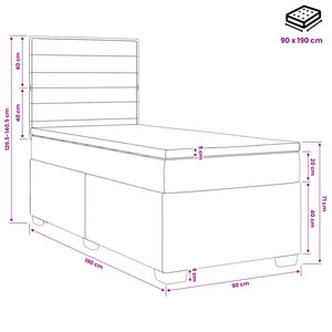 Κρεβάτι box spring με στρώμα Ανοιχτό γκρι 90 x 190 cm Ύφασμα - Pakobazaar