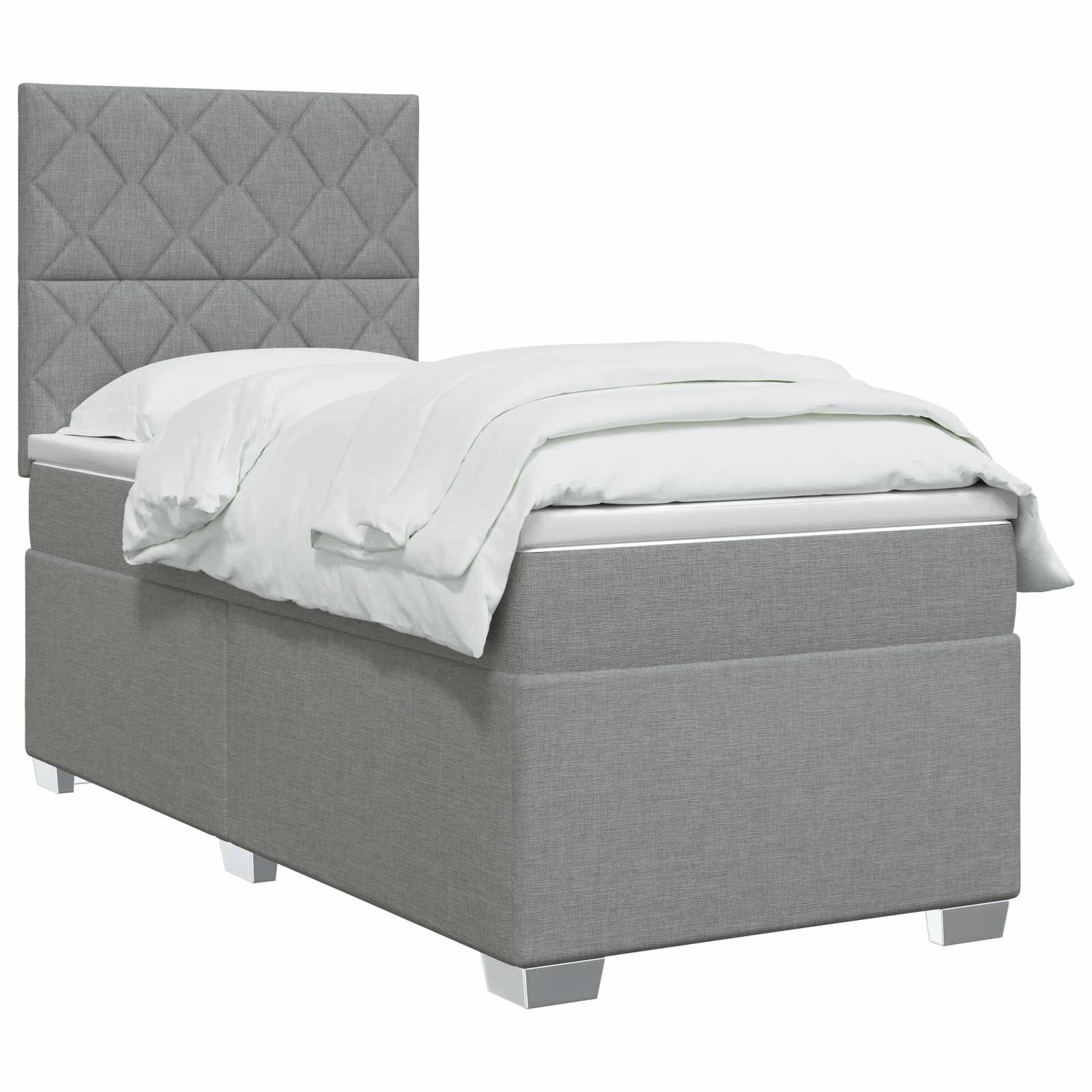 Κρεβάτι box spring με στρώμα Ανοιχτό γκρι 90 x 190 cm Ύφασμα - Pakobazaar
