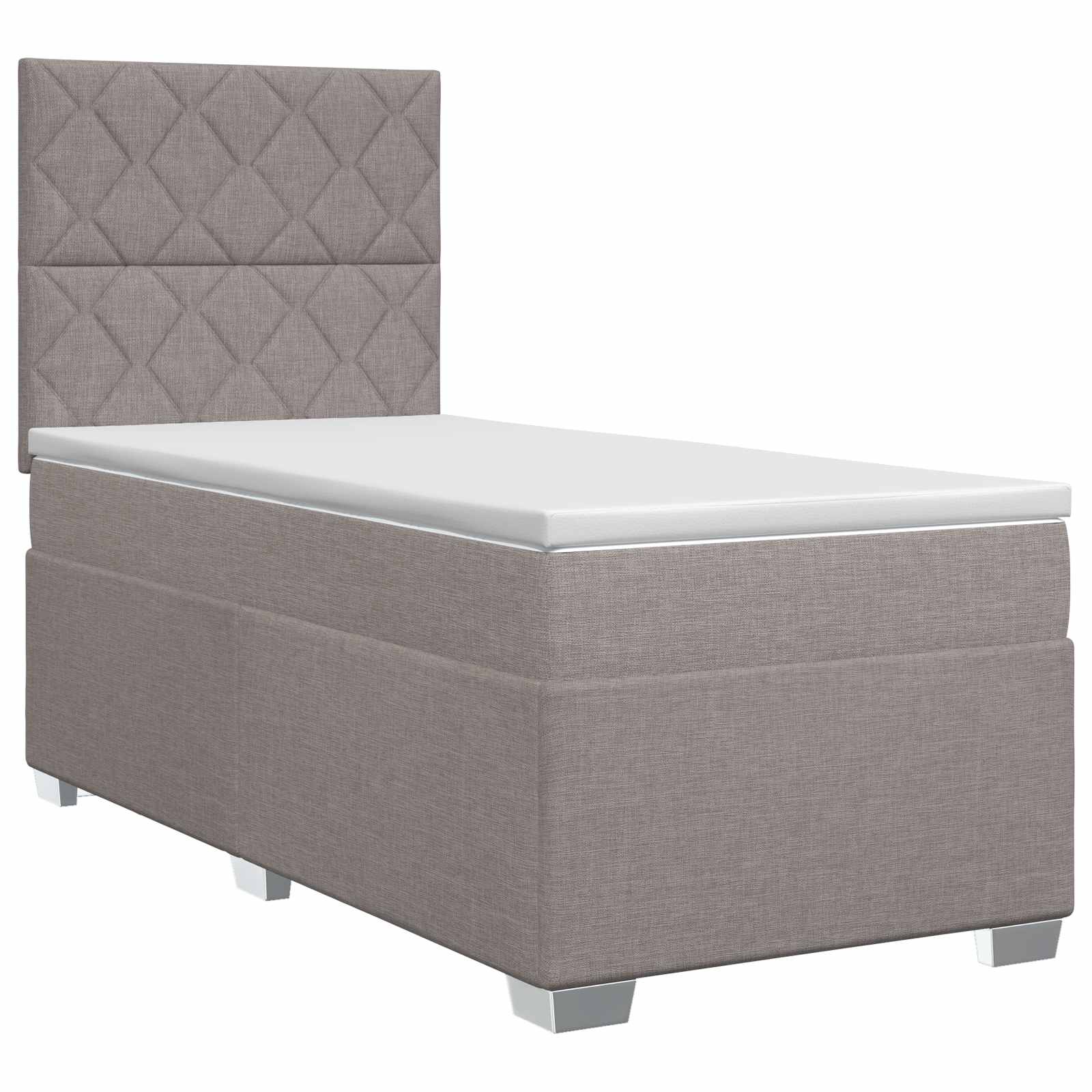 Κρεβάτι box spring με στρώμα Taupe 90 x 190 cm Ύφασμα - Pakobazaar