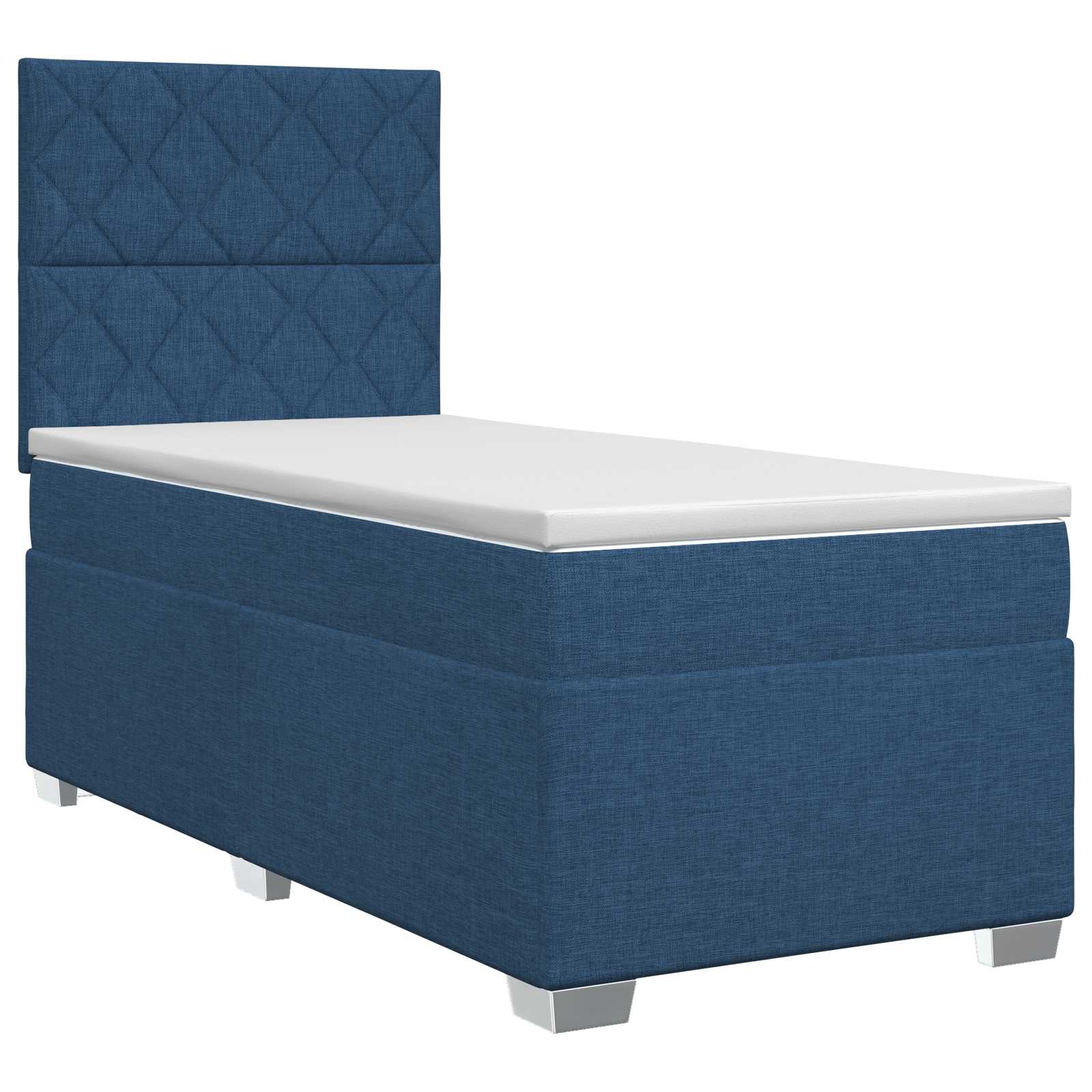 Κρεβάτι box spring με στρώμα Μπλε 90 x 190 cm Ύφασμα - Pakobazaar