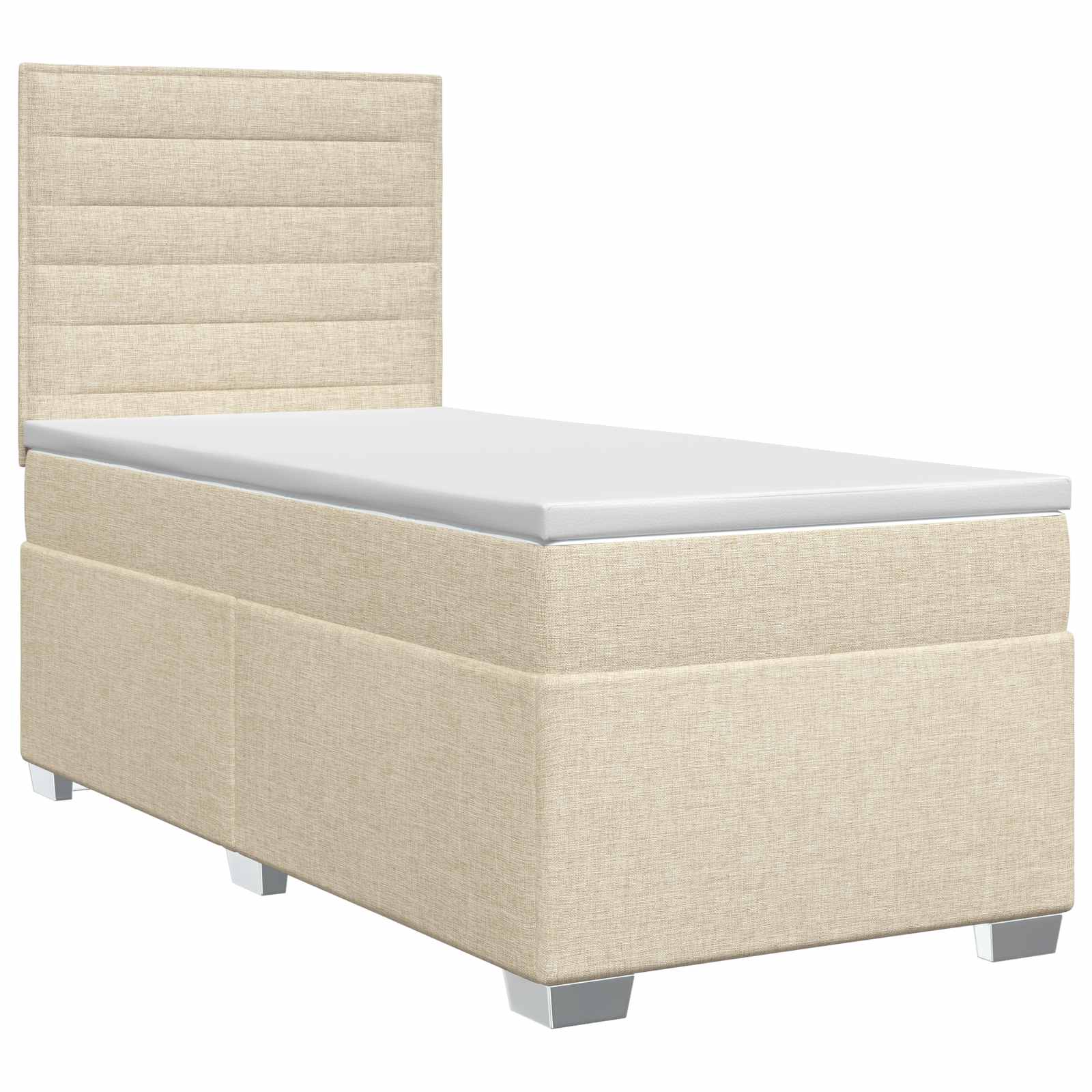 Κρεβάτι box spring με στρώμα Κρεμ 90 x 200 cm Ύφασμα - Pakobazaar