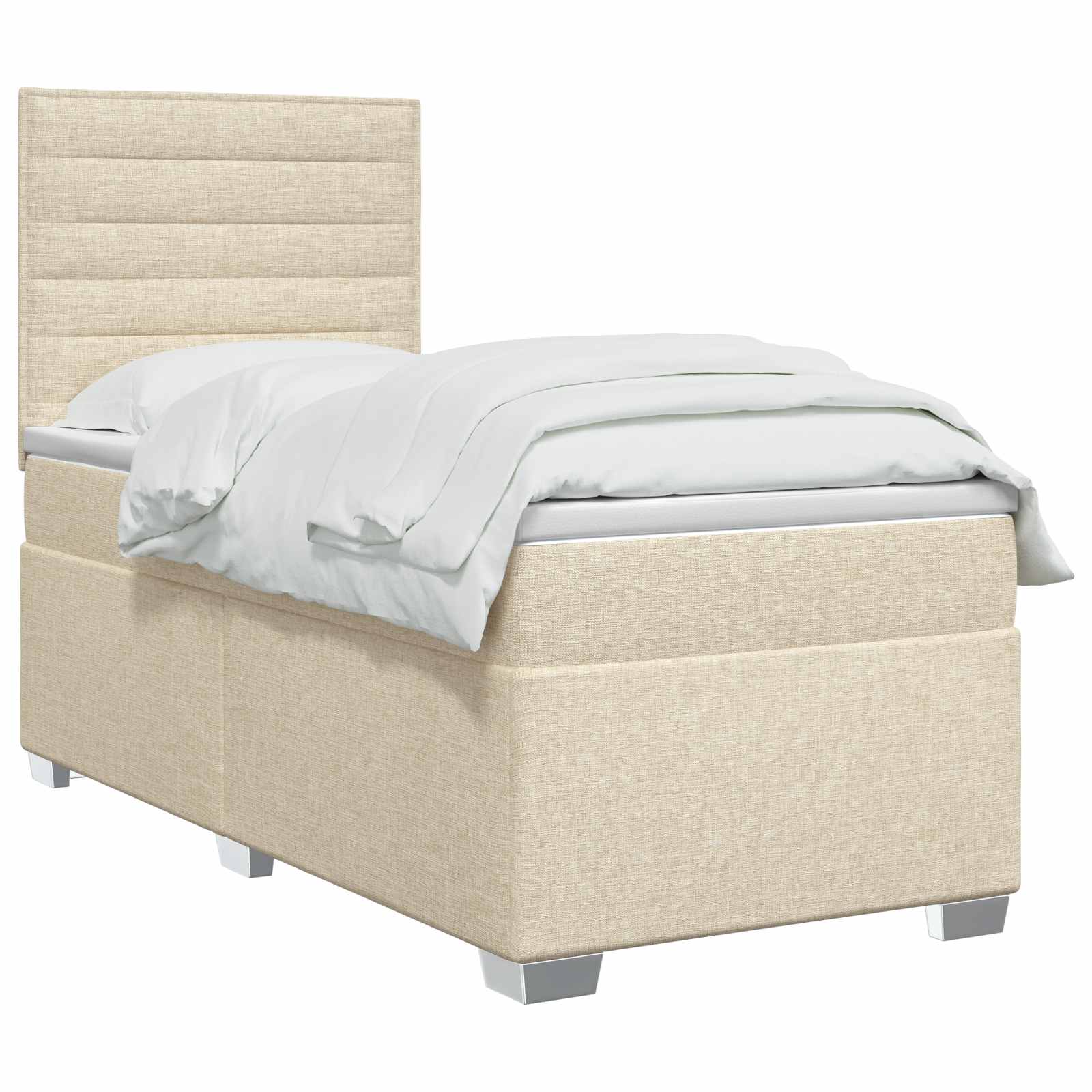 Κρεβάτι box spring με στρώμα Κρεμ 90 x 200 cm Ύφασμα - Pakobazaar
