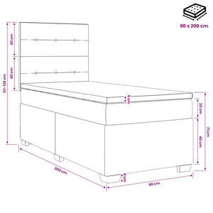 Κρεβάτι box spring με στρώμα Σκούρο Γκρι 90 x 200 cm Ύφασμα