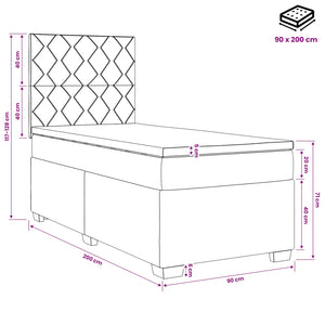 Κρεβάτι box spring με στρώμα Σκούρο Γκρι 90 x 200 cm Ύφασμα - Pakobazaar
