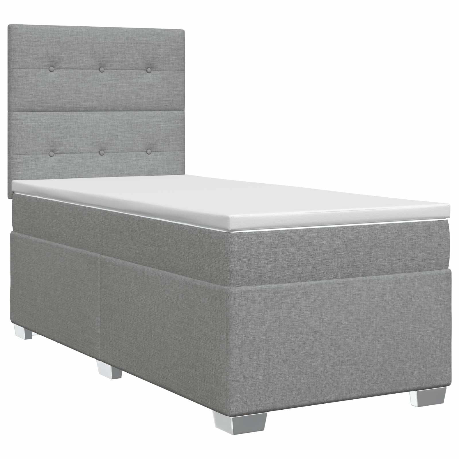 Κρεβάτι box spring με στρώμα Ανοιχτό γκρι 100 x 200 cm Ύφασμα - Pakobazaar