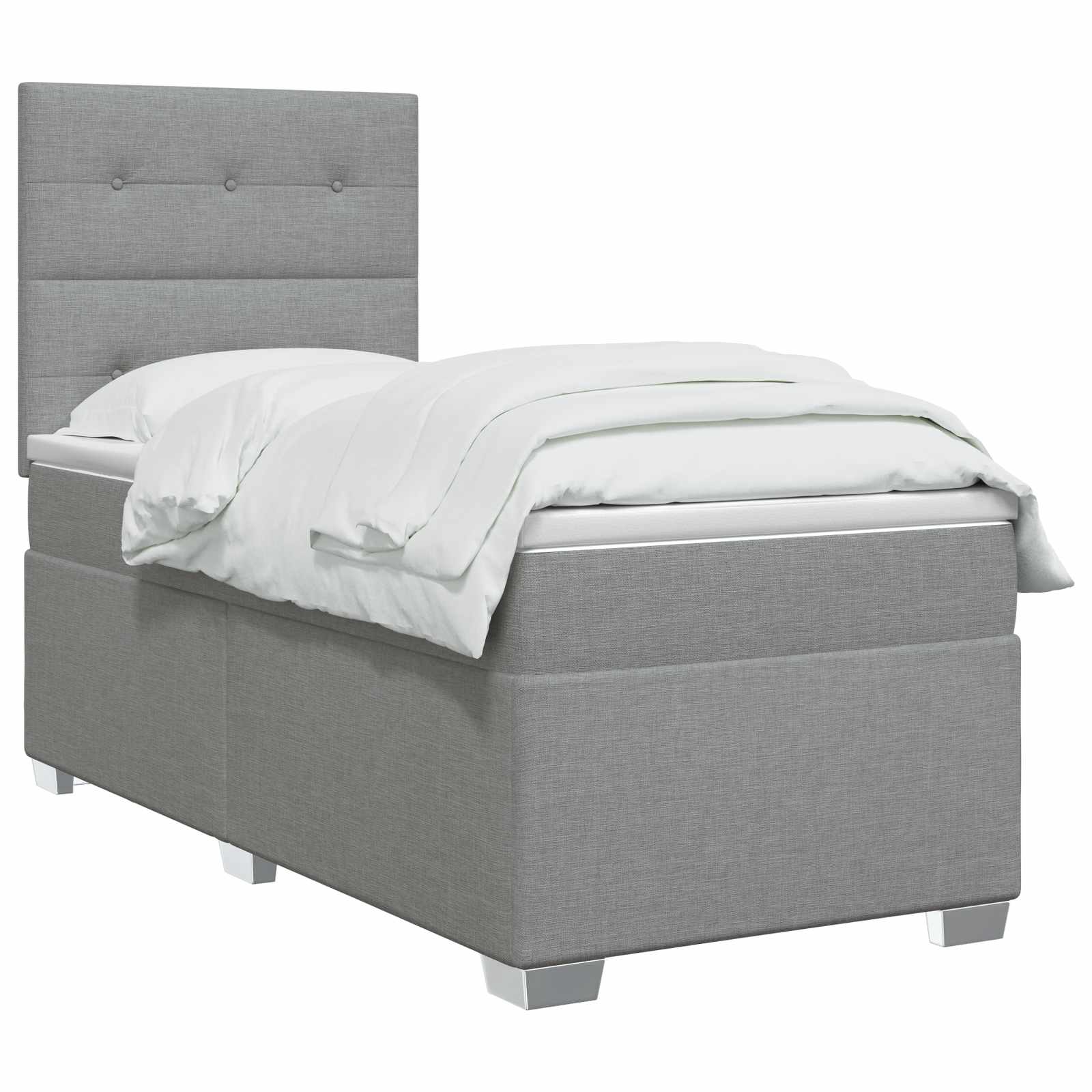 Κρεβάτι box spring με στρώμα Ανοιχτό γκρι 100 x 200 cm Ύφασμα - Pakobazaar