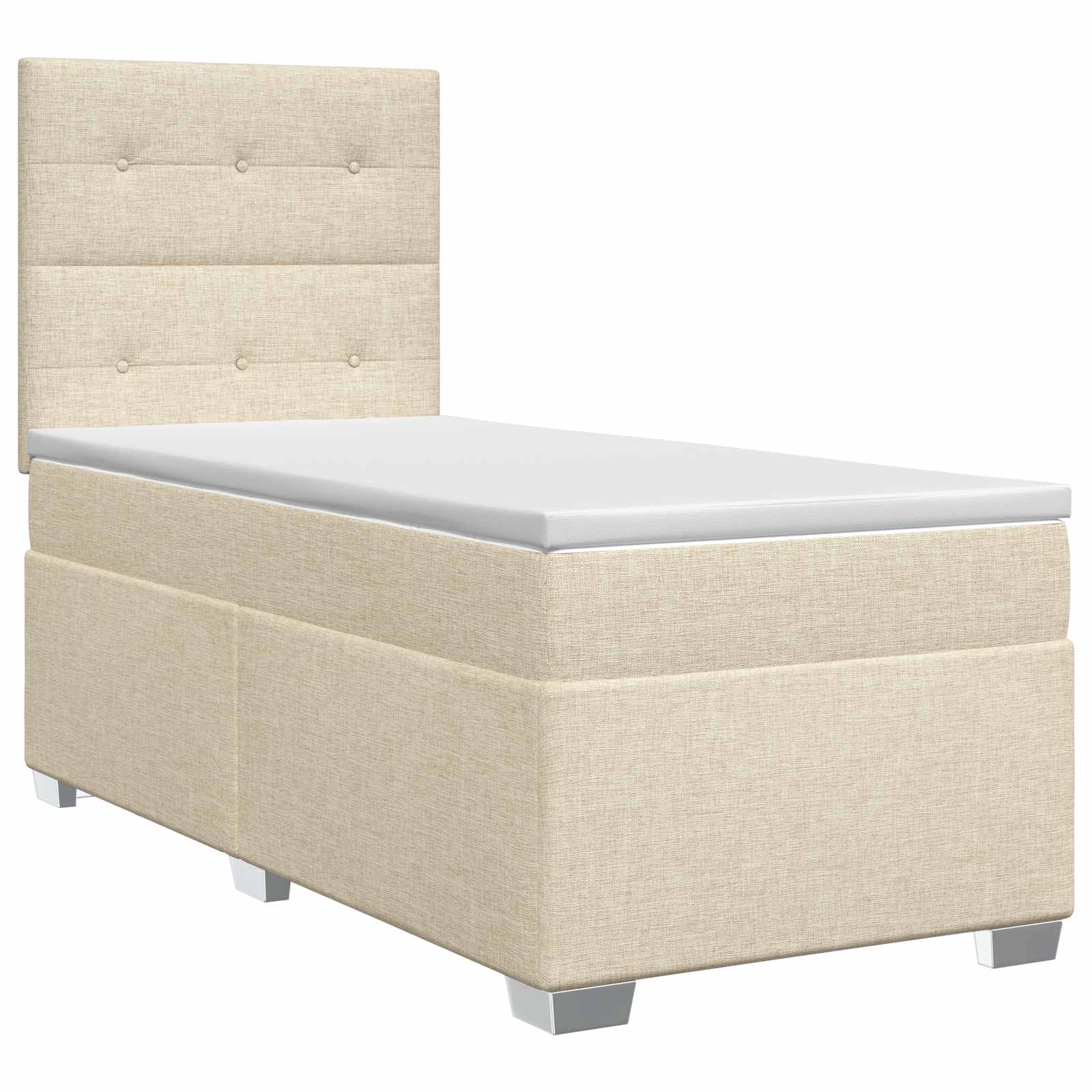 Κρεβάτι box spring με στρώμα Κρεμ 100 x 200 cm Ύφασμα