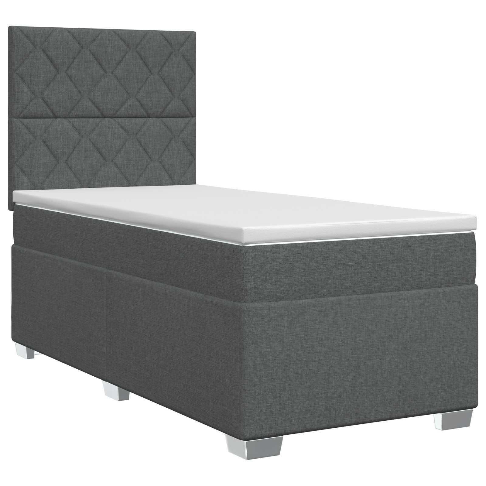 Κρεβάτι box spring με στρώμα Σκούρο Γκρι 100 x 200 cm Ύφασμα - Pakobazaar