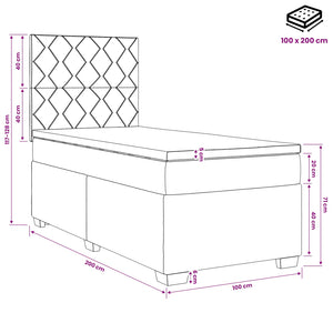 Κρεβάτι box spring με στρώμα Σκούρο Γκρι 100 x 200 cm Ύφασμα - Pakobazaar
