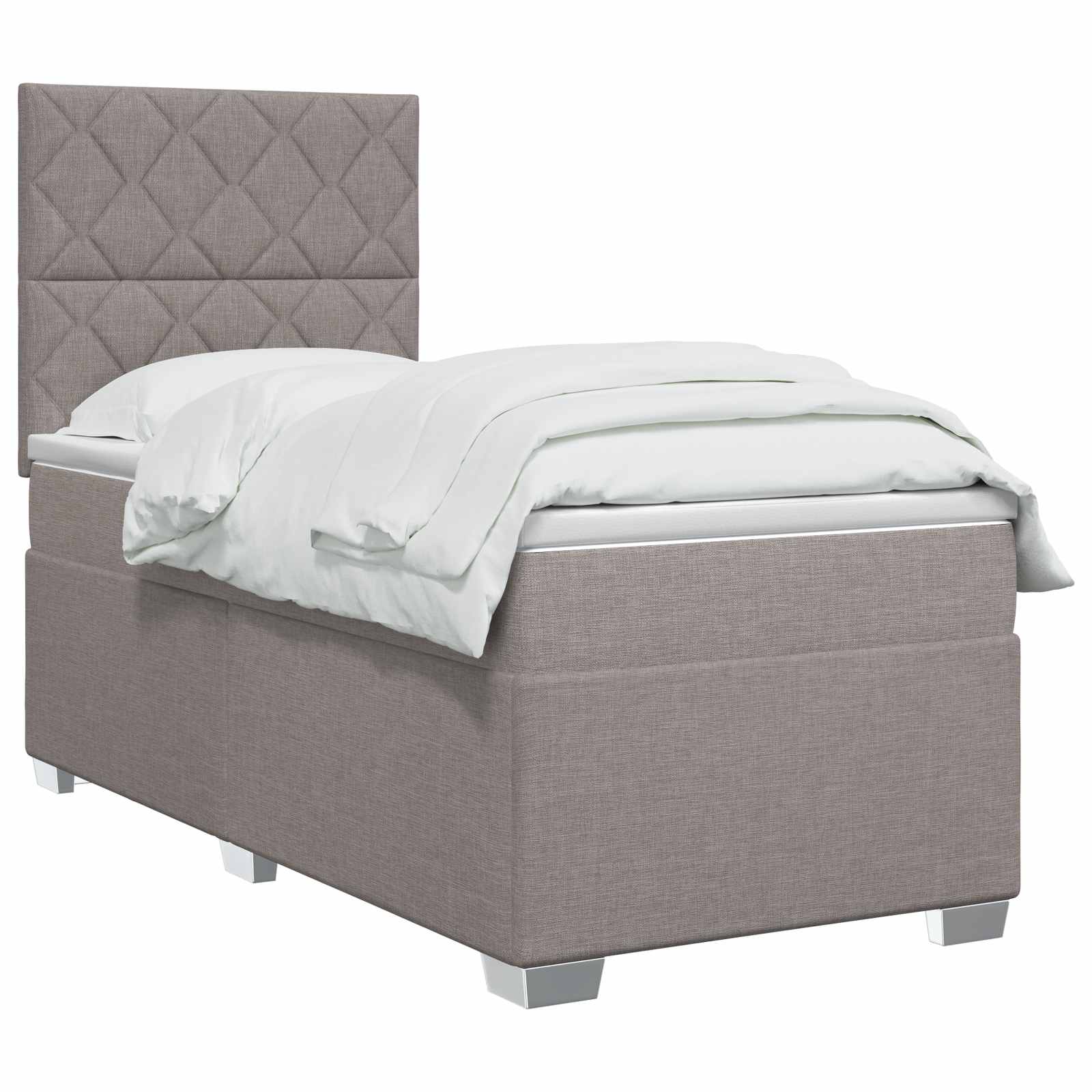 Κρεβάτι box spring με στρώμα Taupe 100 x 200 cm Ύφασμα - Pakobazaar