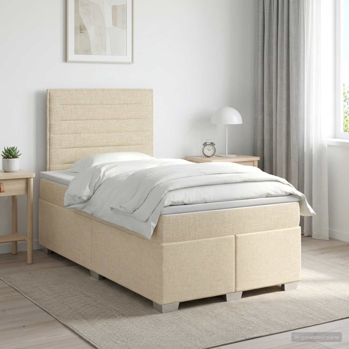 Κρεβάτι box spring με στρώμα Σκούρο Καφέ 120 x 190 cm Ύφασμα