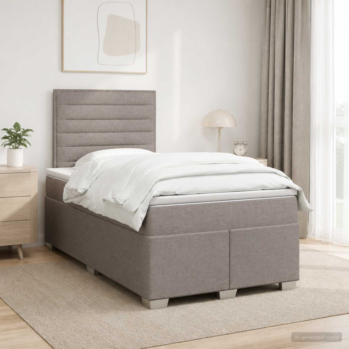 Κρεβάτι box spring με στρώμα Taupe 120 x 200 cm Ύφασμα
