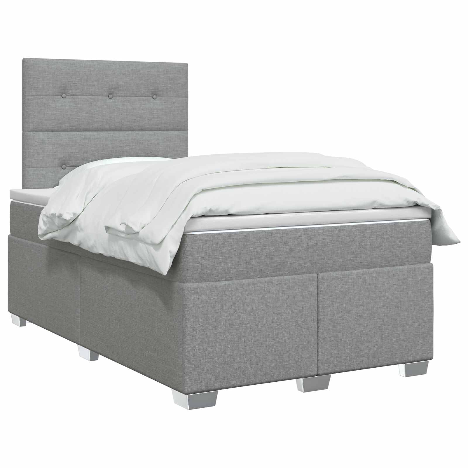 Κρεβάτι box spring με στρώμα Ανοιχτό γκρι 120 x 190 cm Ύφασμα - Pakobazaar