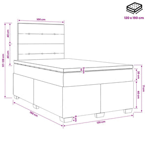 Κρεβάτι box spring με στρώμα Μαύρο 120 x 190 cm Ύφασμα - Pakobazaar