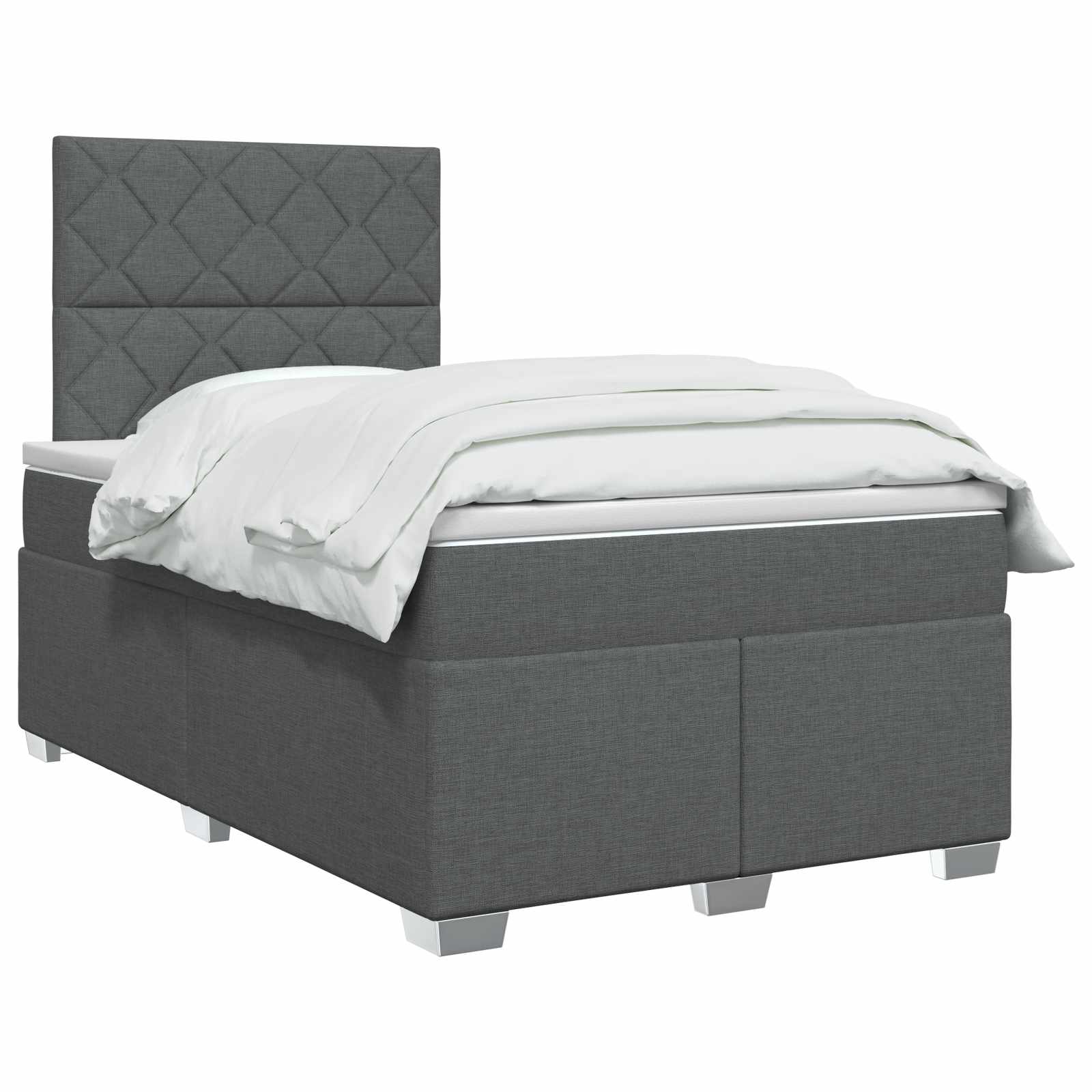 Κρεβάτι box spring με στρώμα Σκούρο Γκρι 120 x 190 cm Ύφασμα - Pakobazaar