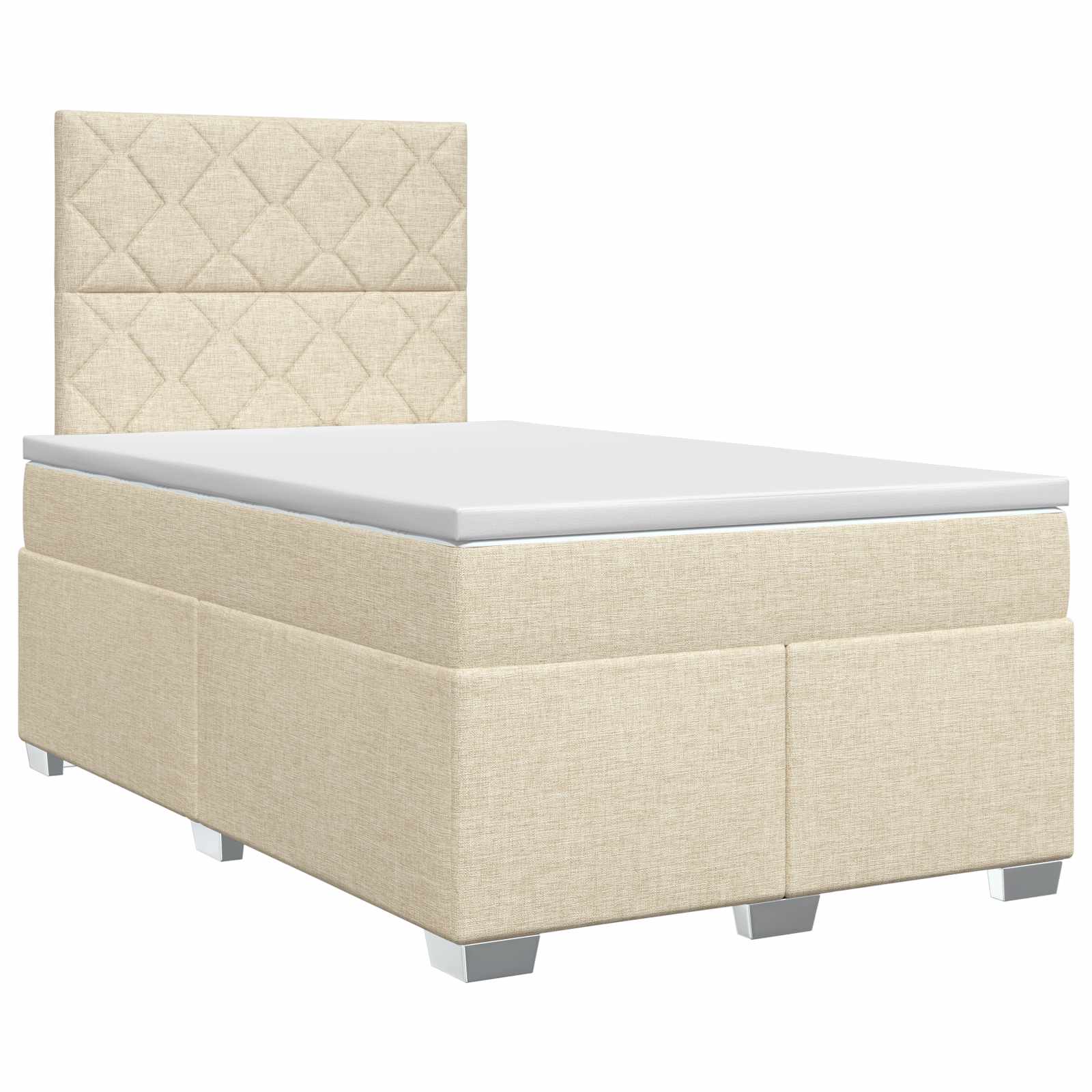 Κρεβάτι box spring με στρώμα Κρεμ 120 x 190 cm Ύφασμα - Pakobazaar