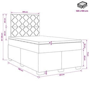 Κρεβάτι box spring με στρώμα Κρεμ 120 x 190 cm Ύφασμα - Pakobazaar