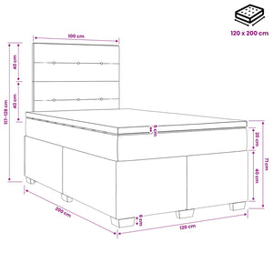 Κρεβάτι box spring με στρώμα Σκούρο Καφέ 120 x 200 cm Ύφασμα - Pakobazaar