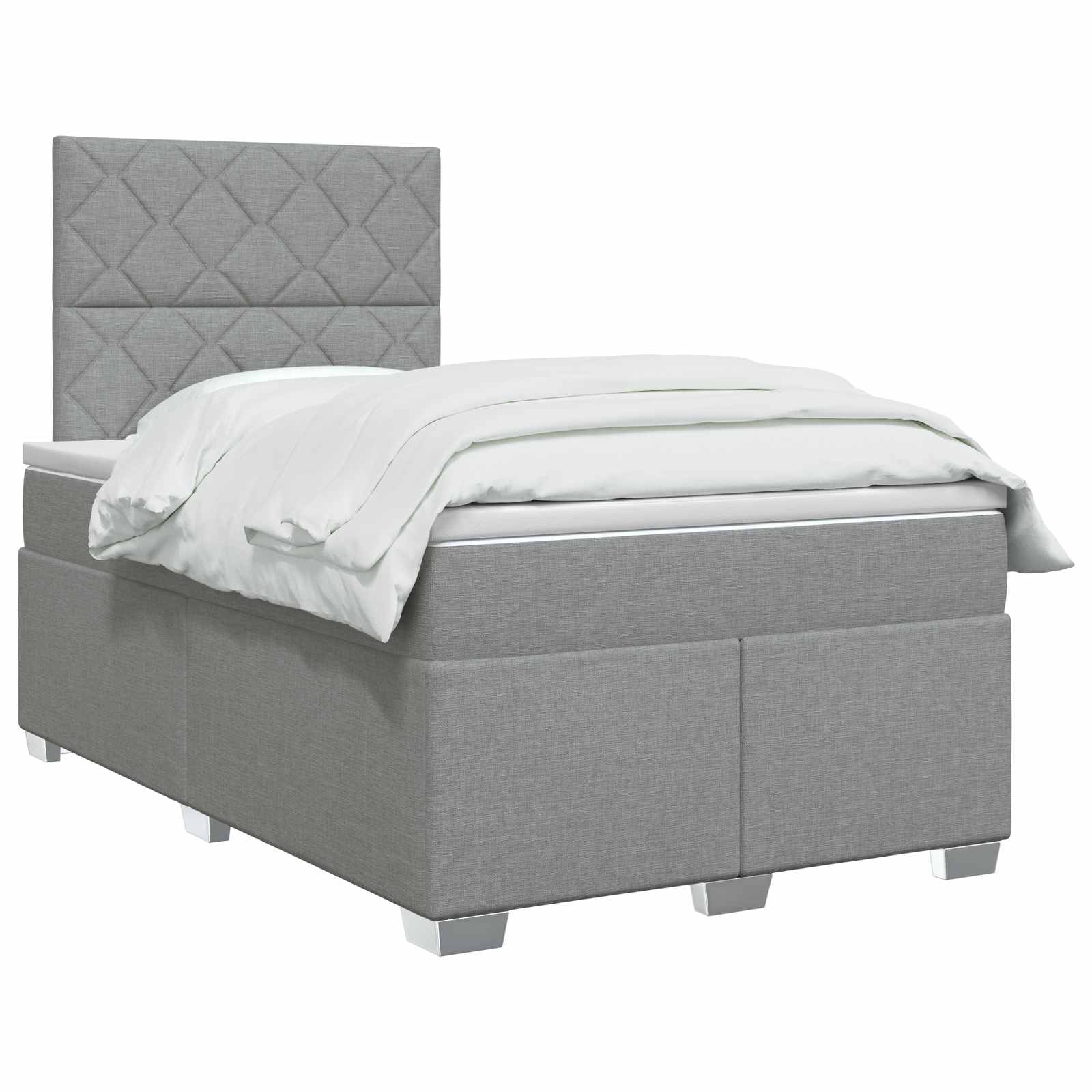 Κρεβάτι box spring με στρώμα Ανοιχτό γκρι 120 x 200 cm Ύφασμα