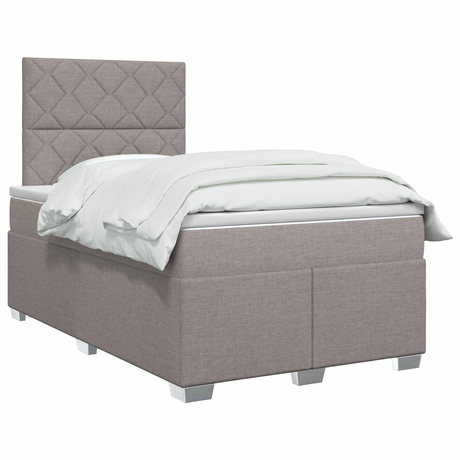 Κρεβάτι box spring με στρώμα Taupe 120 x 200 cm Ύφασμα - Pakobazaar