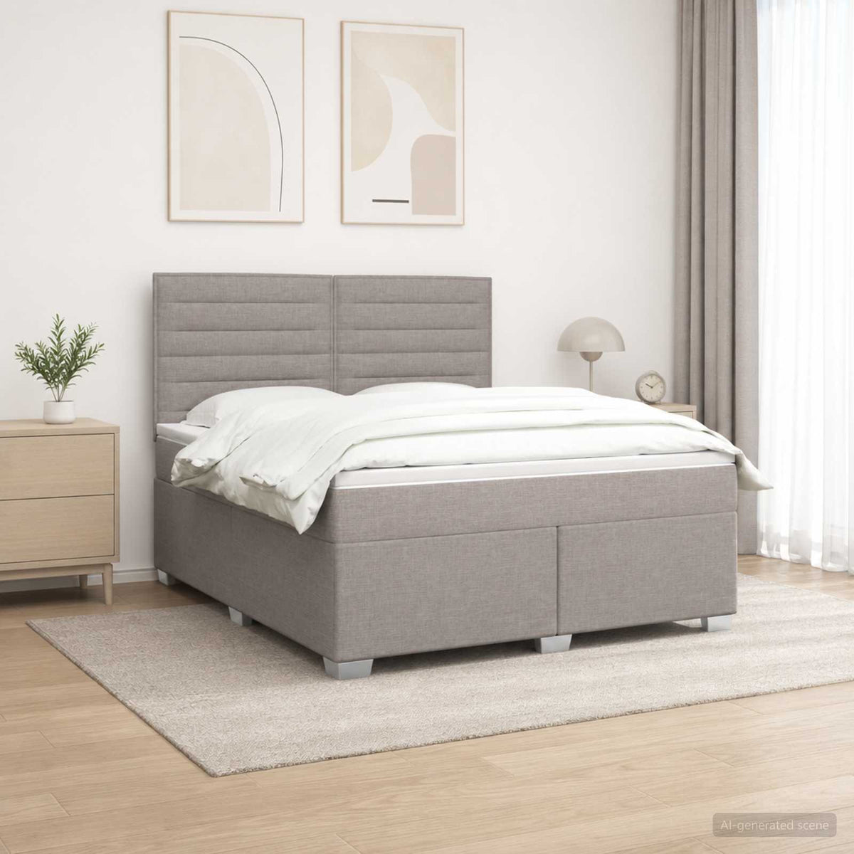Κρεβάτι box spring με στρώμα Taupe 160 x 200 cm Ύφασμα