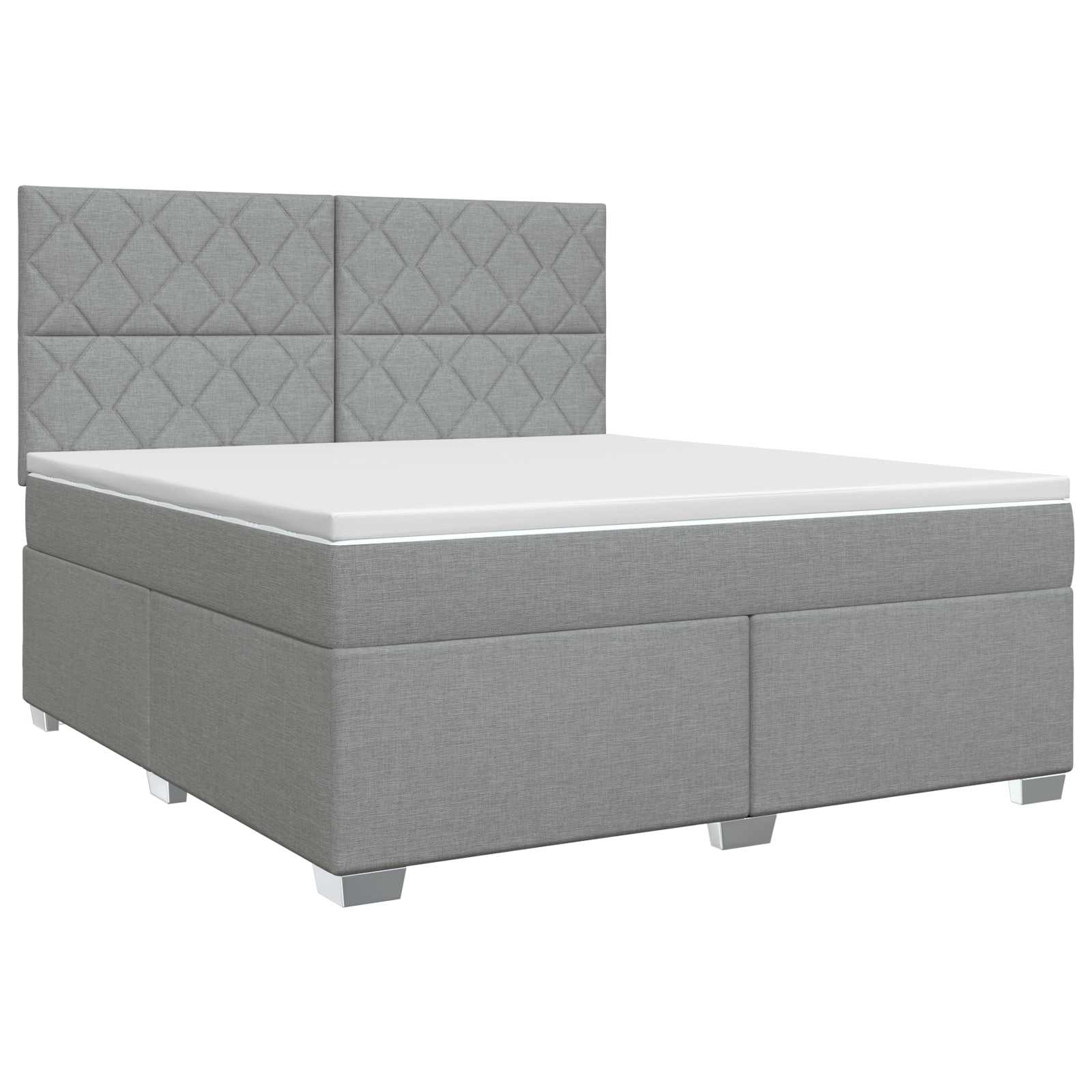 Κρεβάτι box spring με στρώμα Ανοιχτό γκρι 180 x 200 cm Ύφασμα - Pakobazaar