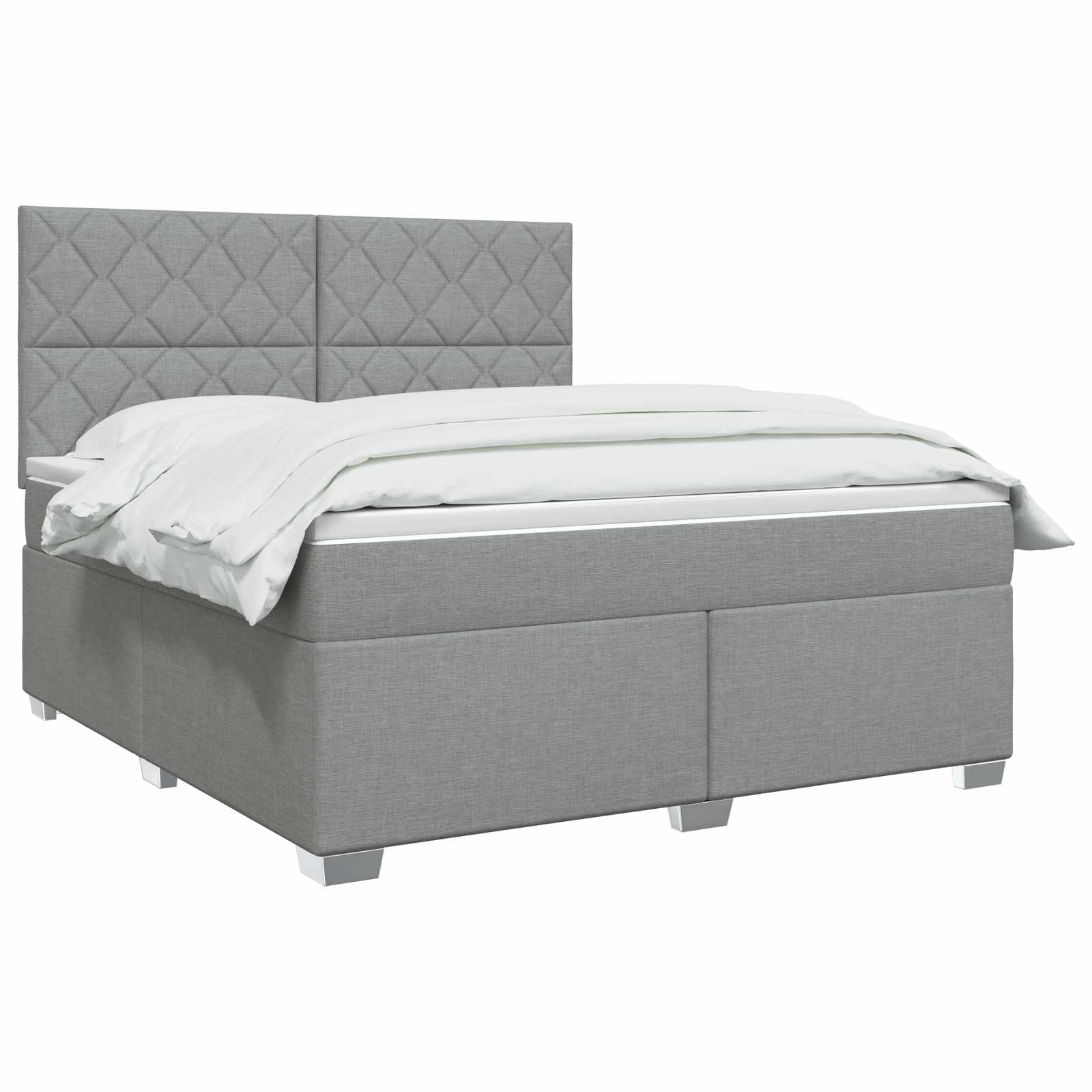Κρεβάτι box spring με στρώμα Ανοιχτό γκρι 180 x 200 cm Ύφασμα - Pakobazaar
