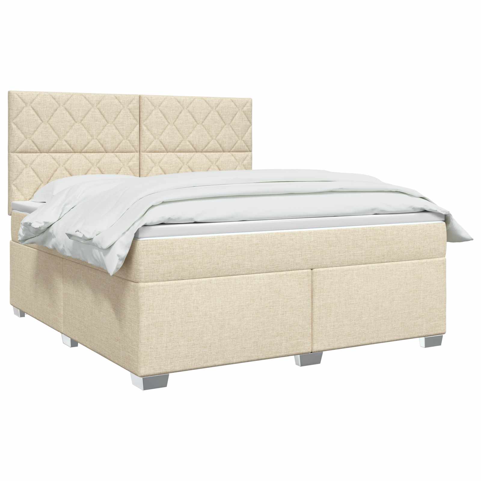 Κρεβάτι box spring με στρώμα Κρεμ 180 x 200 cm Ύφασμα - Pakobazaar