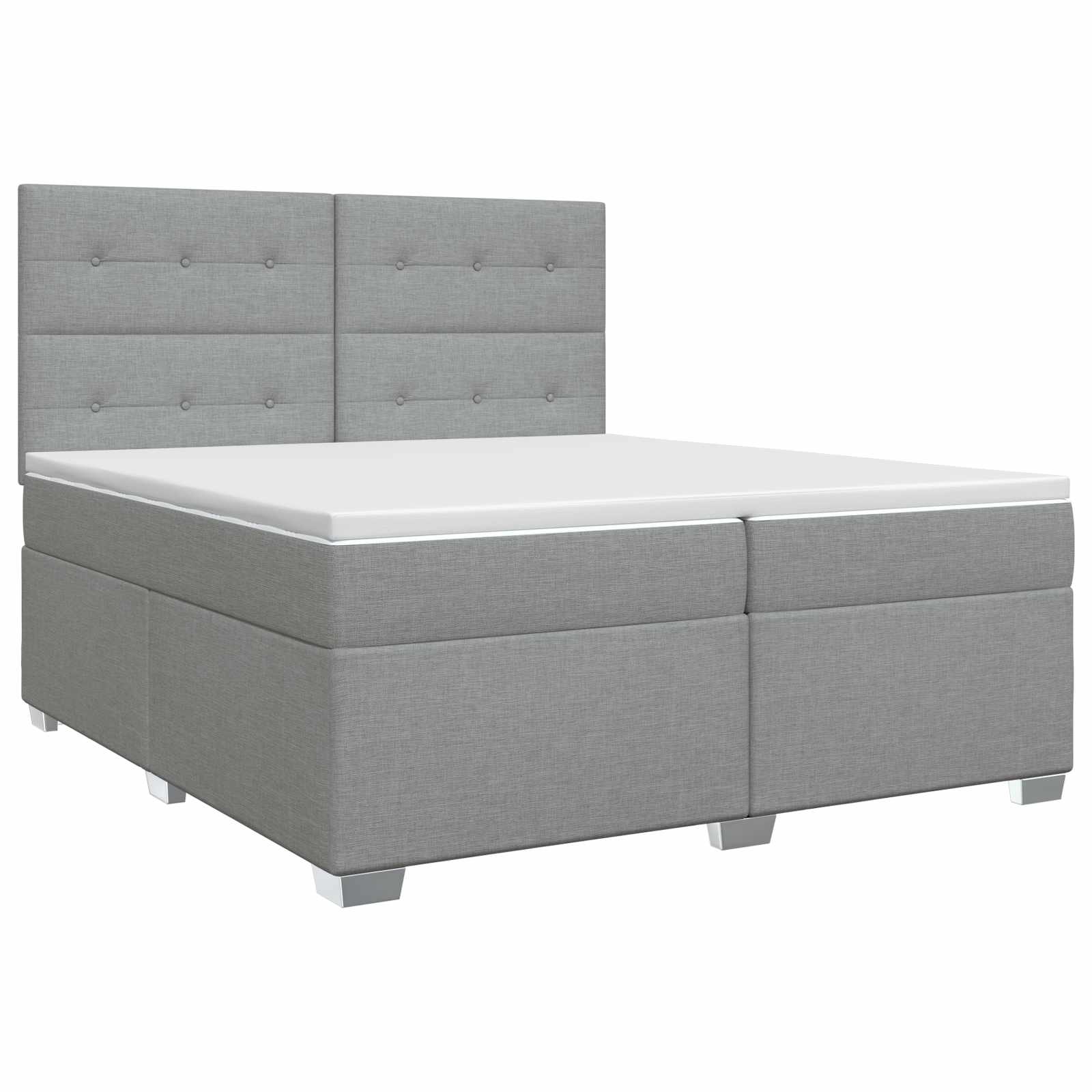 Κρεβάτι box spring με στρώμα Ανοιχτό γκρι 200 x 200 cm Ύφασμα - Pakobazaar
