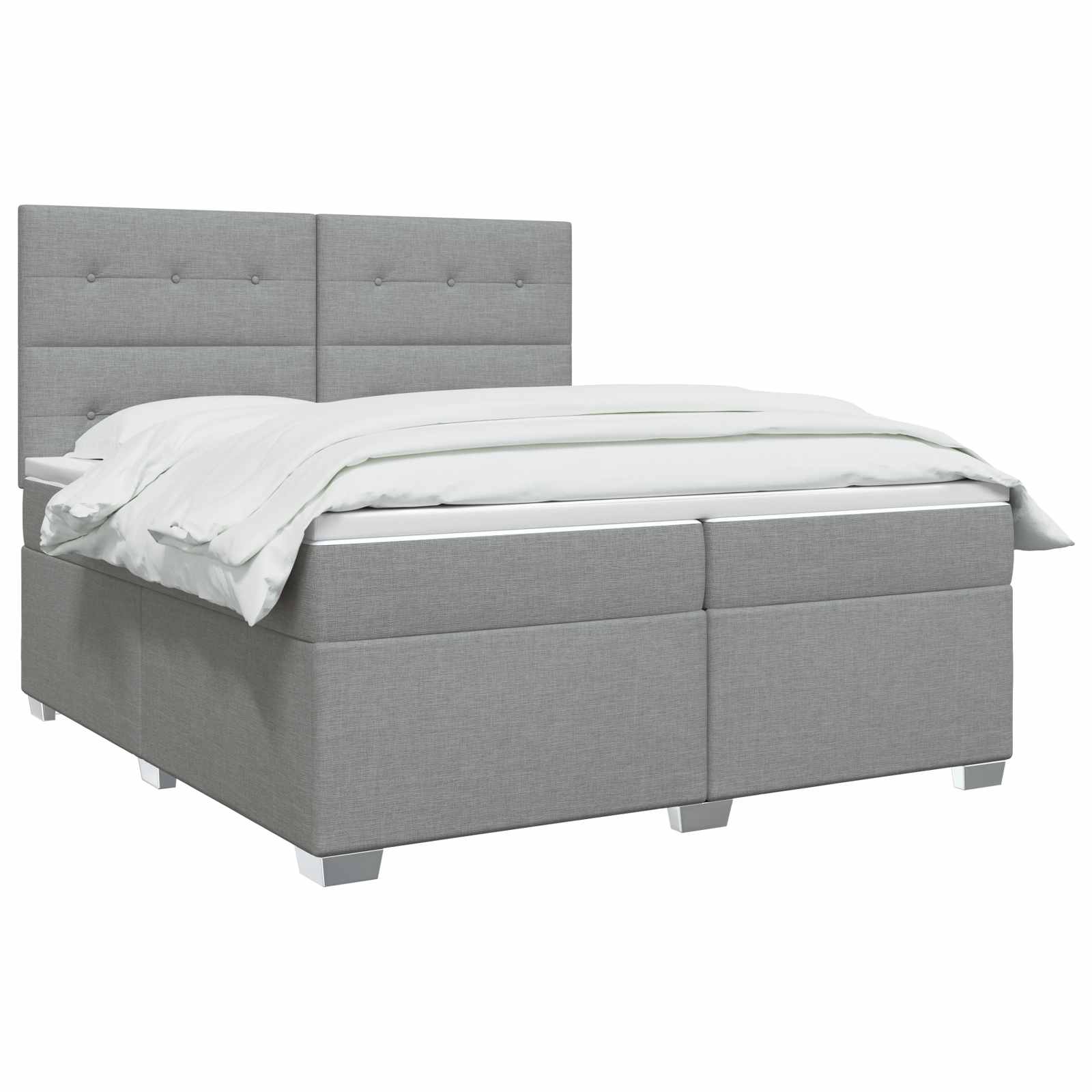 Κρεβάτι box spring με στρώμα Ανοιχτό γκρι 200 x 200 cm Ύφασμα - Pakobazaar