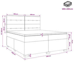 Κρεβάτι box spring με στρώμα Σκούρο Γκρι 200 x 200 cm Ύφασμα - Pakobazaar