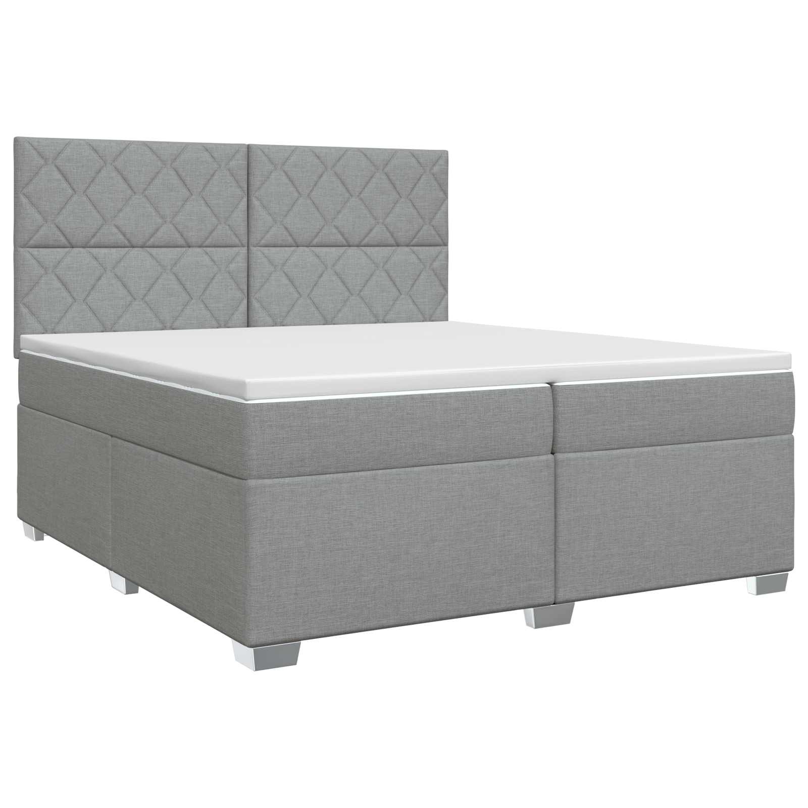 Κρεβάτι box spring με στρώμα Ανοιχτό γκρι 200 x 200 cm Ύφασμα