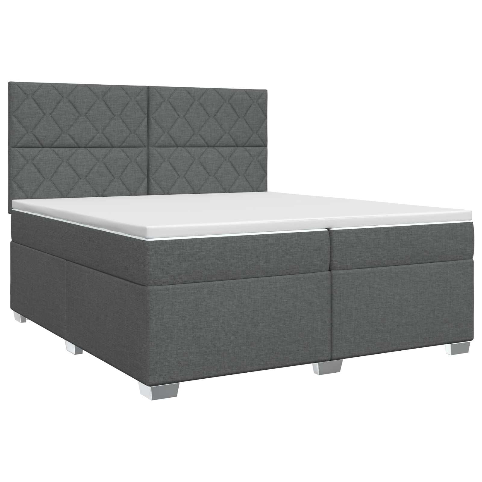 Κρεβάτι box spring με στρώμα Σκούρο Γκρι 200 x 200 cm Ύφασμα - Pakobazaar