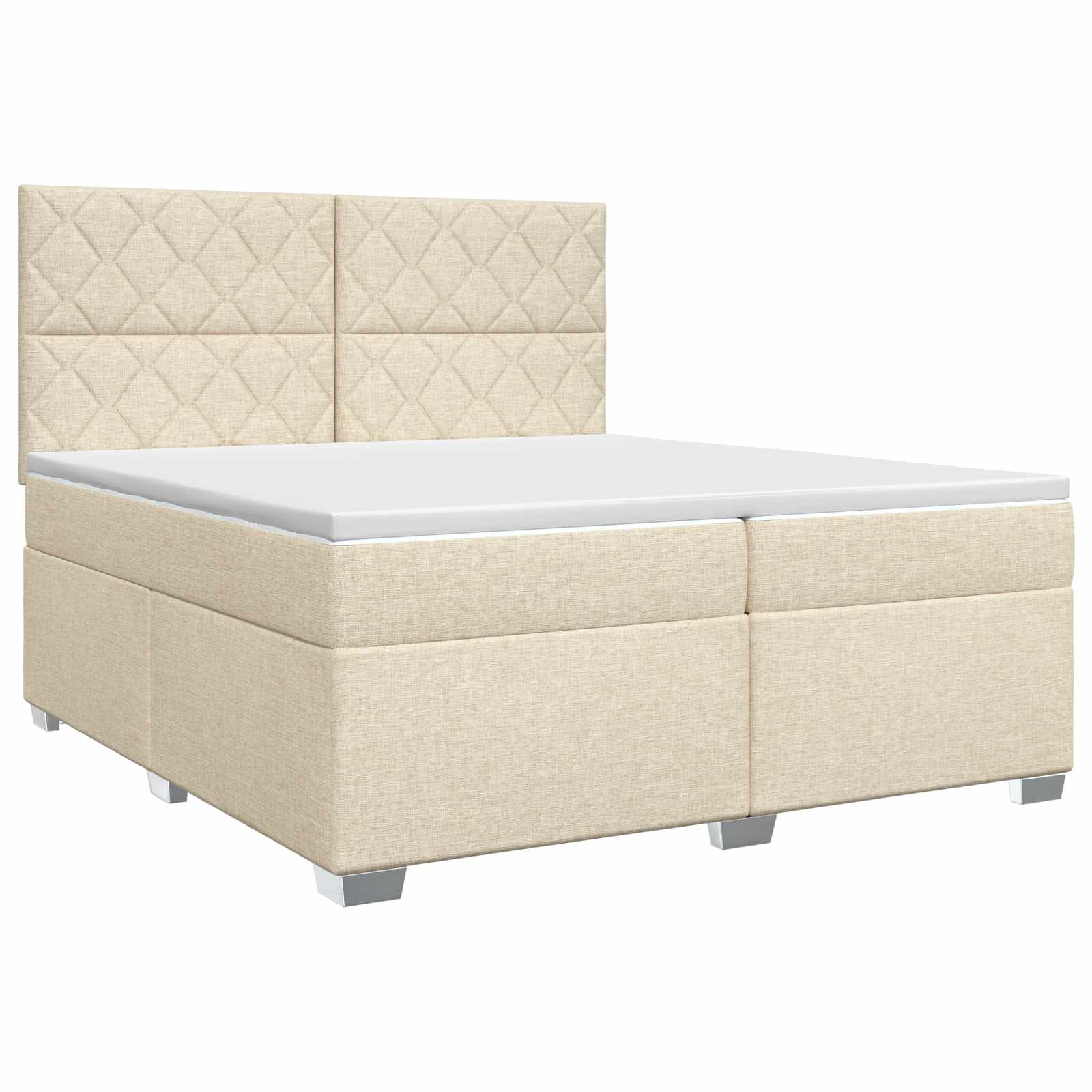 Κρεβάτι box spring με στρώμα Κρεμ 200 x 200 cm Ύφασμα - Pakobazaar