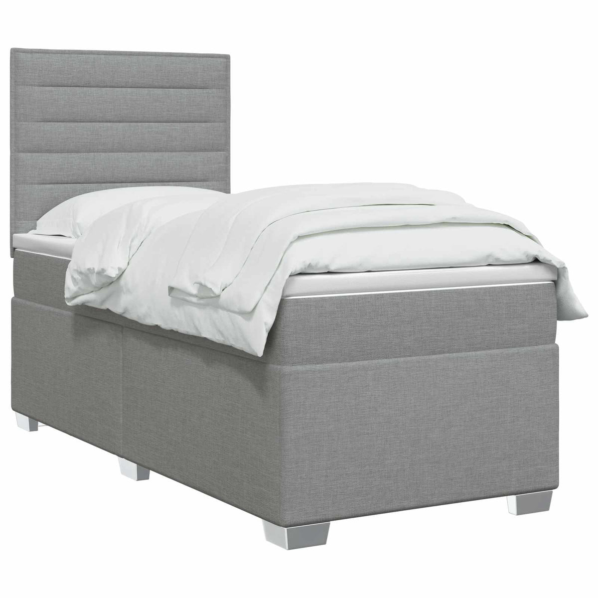 Κρεβάτι box spring με στρώμα Ανοιχτό γκρι Μονό Ύφασμα