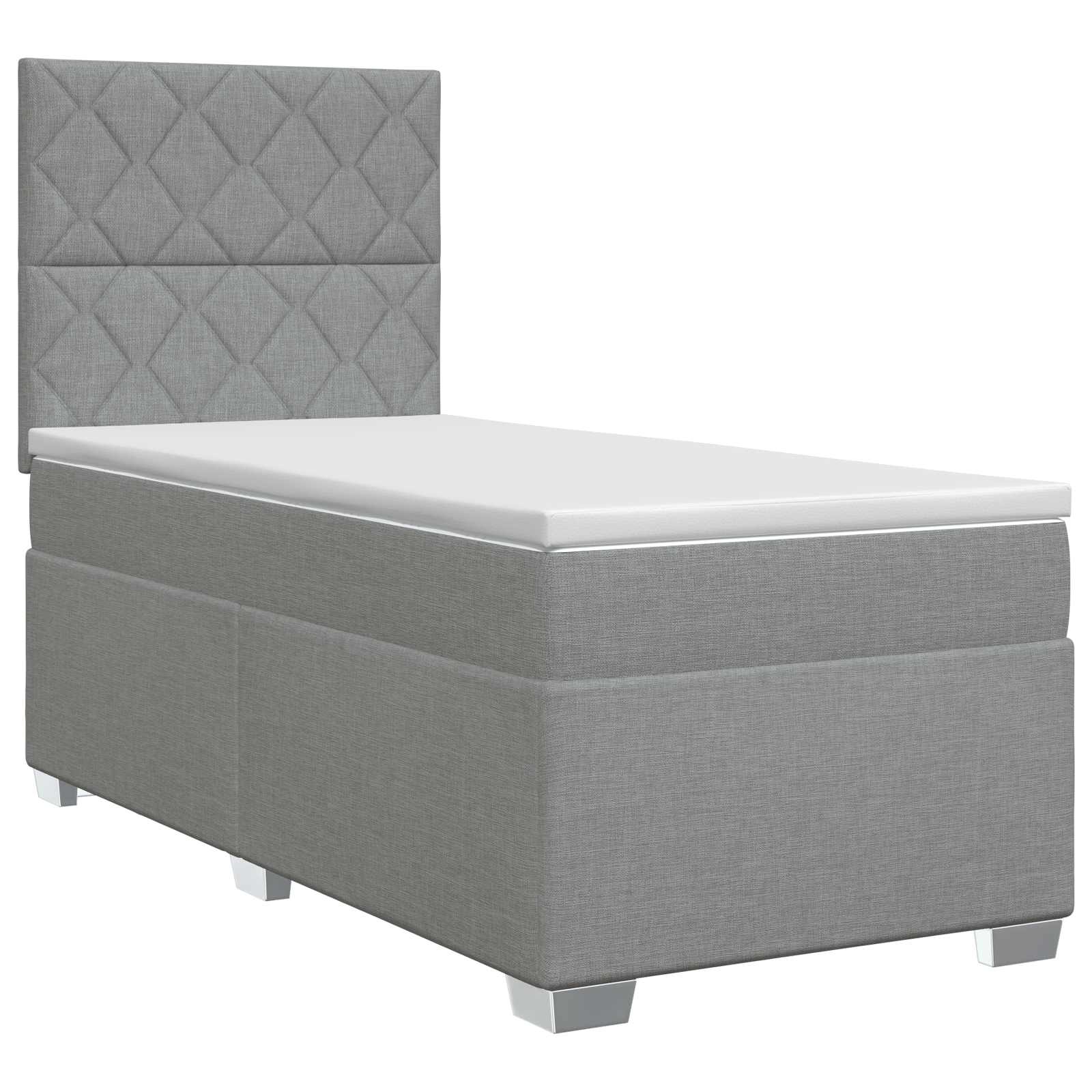 Κρεβάτι box spring με στρώμα Ανοιχτό γκρι Μονό Ύφασμα - Pakobazaar