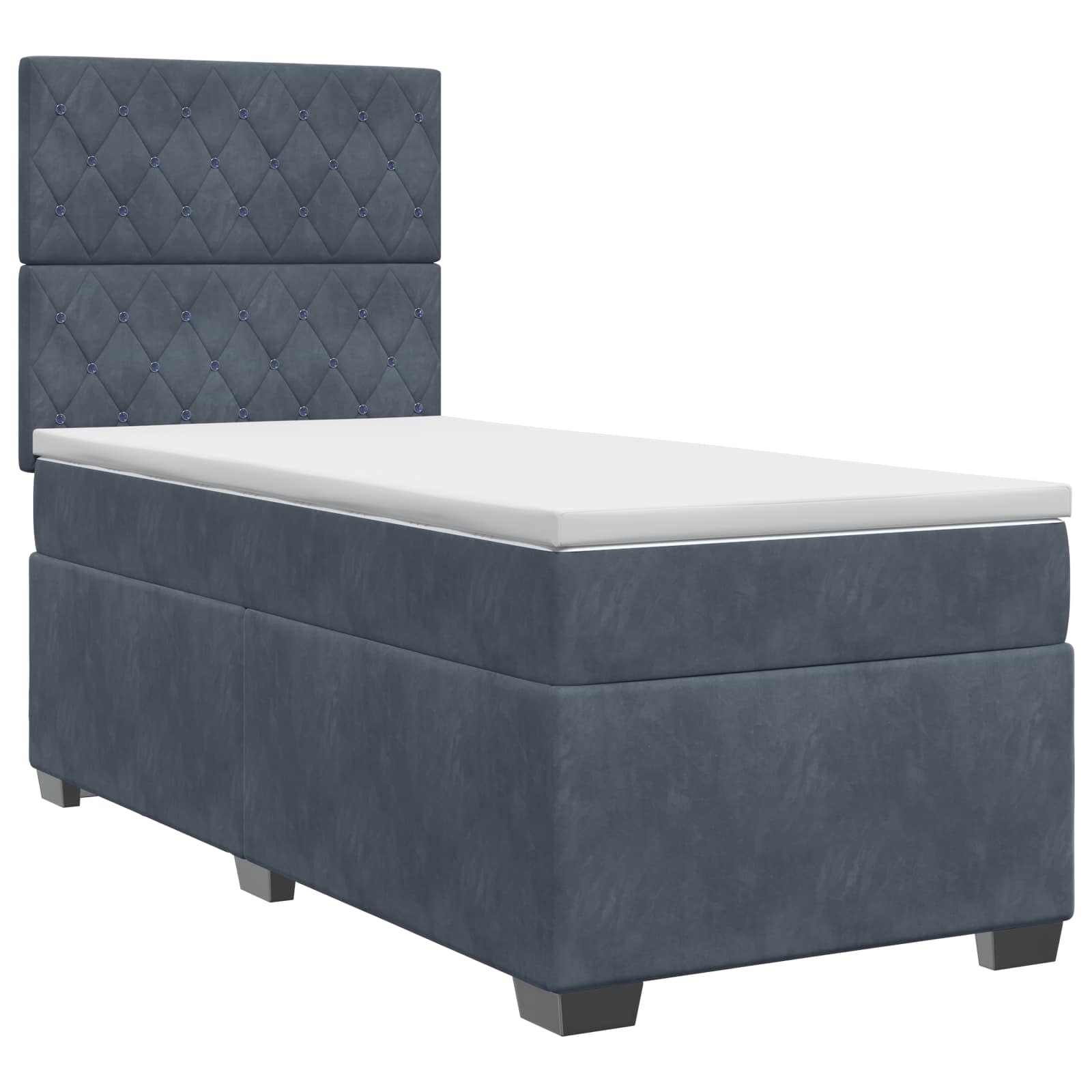 Κρεβάτι box spring με στρώμα Σκούρο Γκρι 80 x 200 cm Βελούδο - Pakobazaar