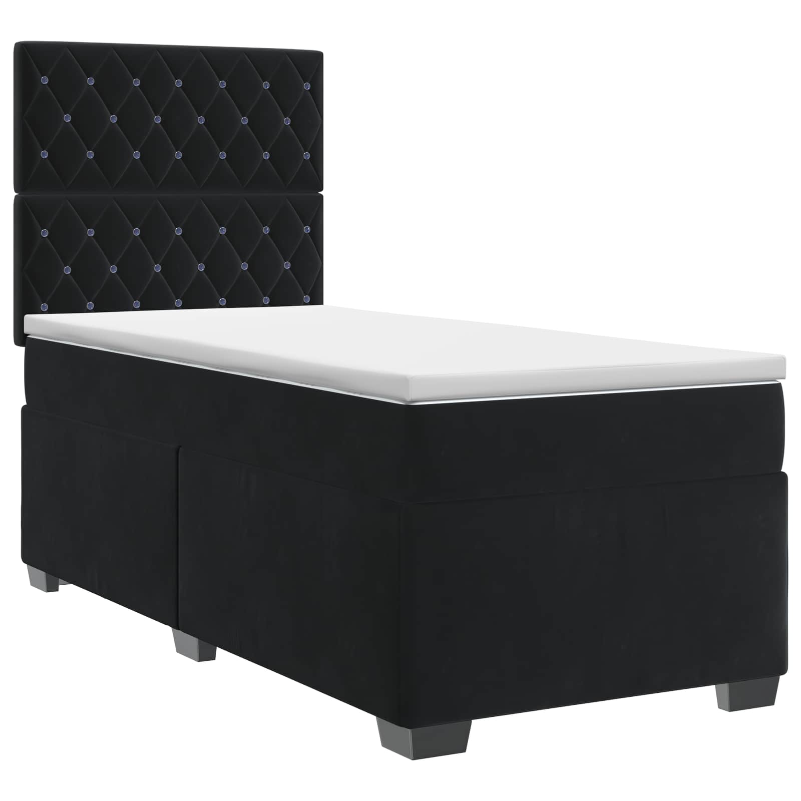 Κρεβάτι box spring με στρώμα Μαύρο 80 x 200 cm Βελούδο - Pakobazaar