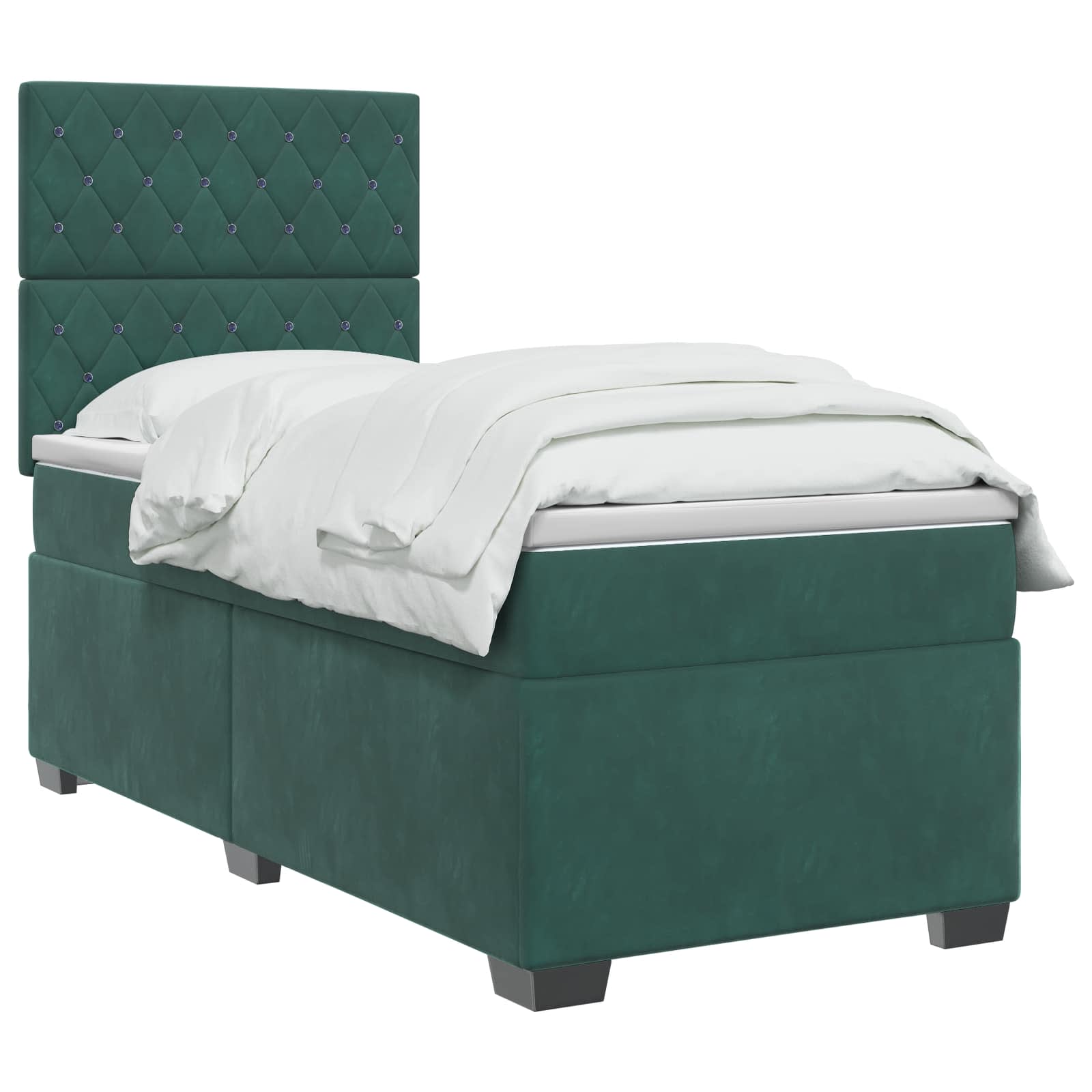 Κρεβάτι box spring με στρώμα Σκούρο Πράσινο 80 x 200 cm Βελούδο - Pakobazaar