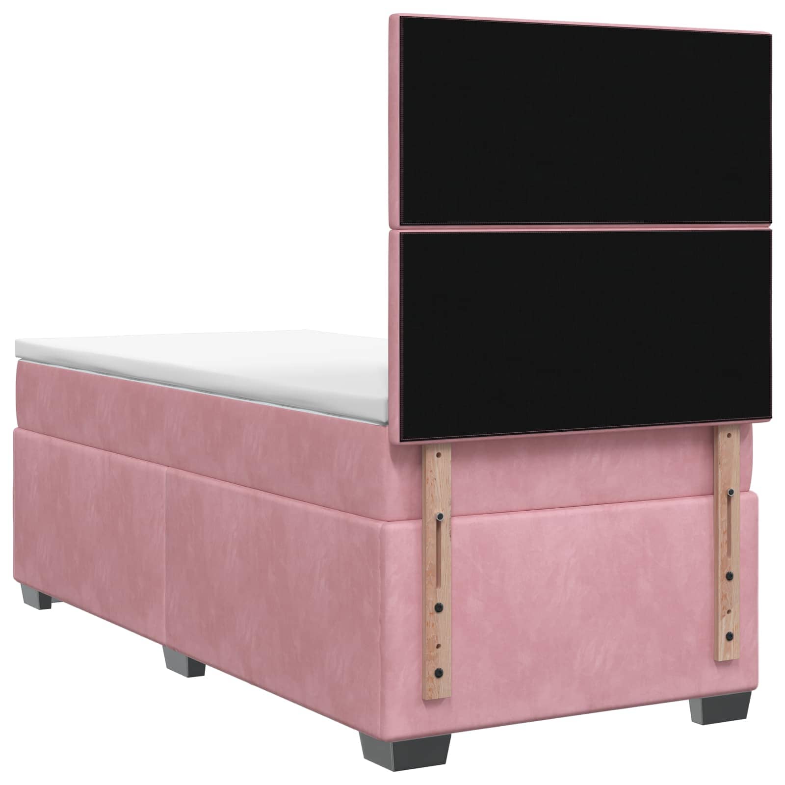 Κρεβάτι box spring με στρώμα Ροζ 80 x 200 cm Βελούδο - Pakobazaar