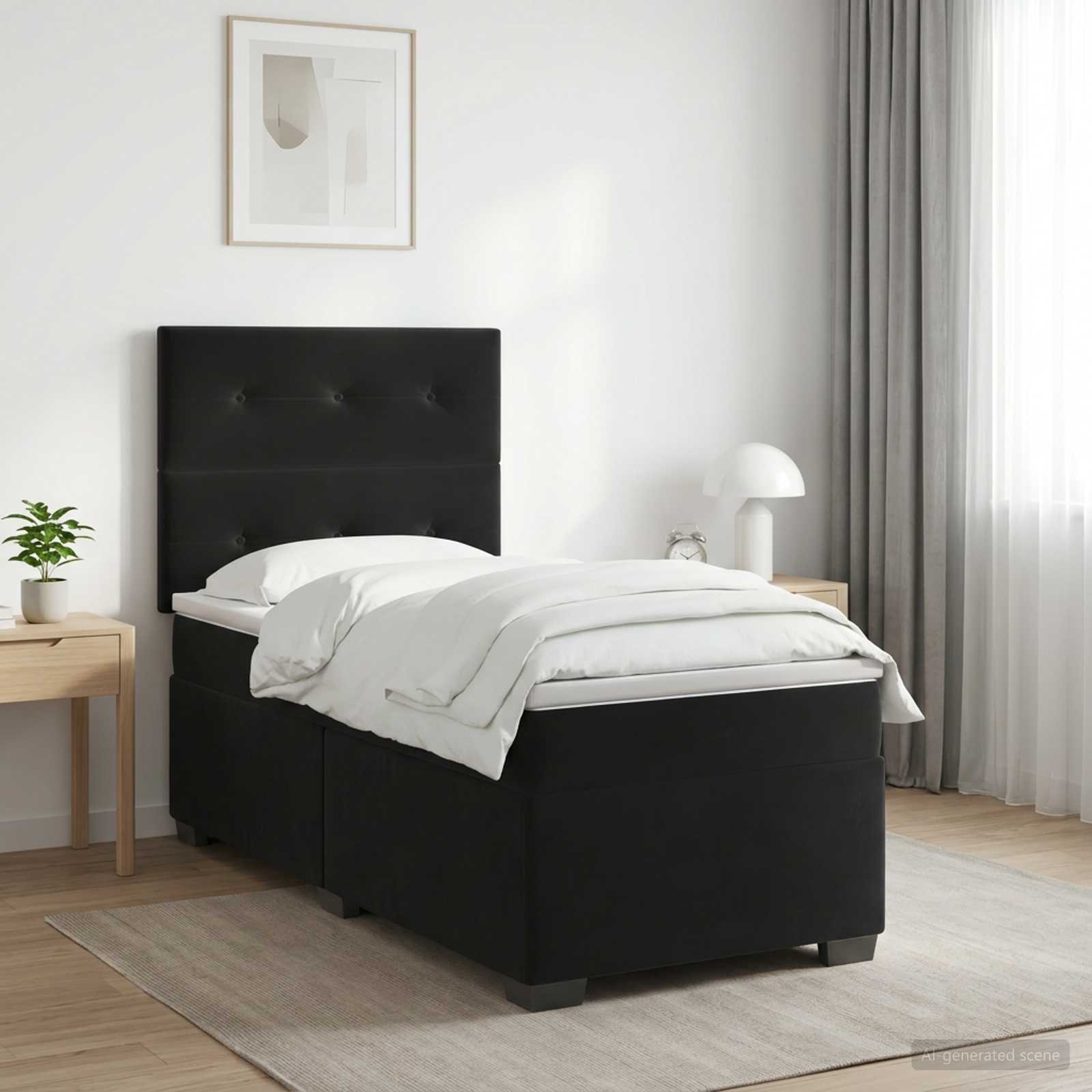 Κρεβάτι box spring με στρώμα Μαύρο 80 x 200 cm Βελούδο