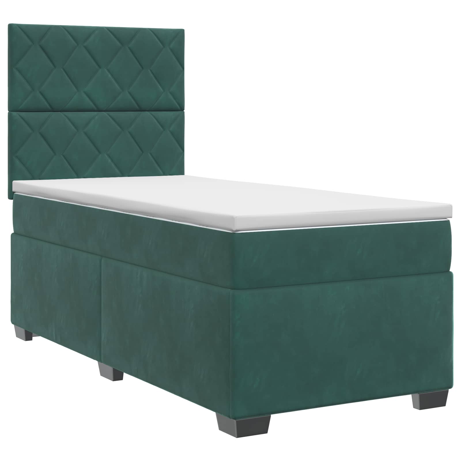 Κρεβάτι box spring με στρώμα Σκούρο Πράσινο 80 x 200 cm Βελούδο - Pakobazaar